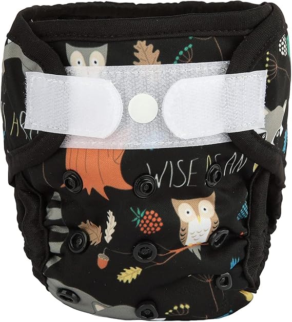Newborn Baby Cloth Diaper Cover Nappy Hook and Loop (Racoon Owls)
