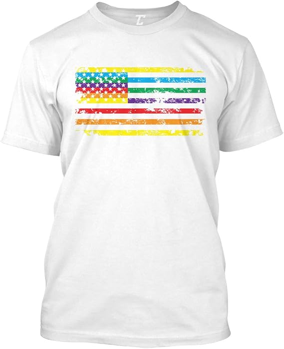 Rainbow American Flag - Gay Pride LGBTQ Men's T-Shirt