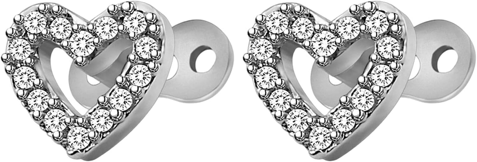 joyMerit Titanium Steel Crystal Dermal Anchor Top Base - Heart 1