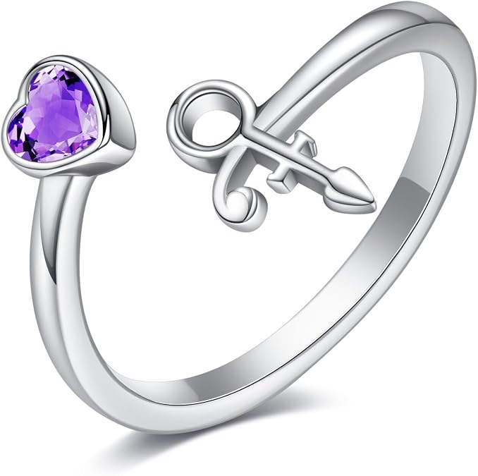 Prince Symbol Ring Gifts Sterling Silver Adjustable Wrap Prince Symbol Ring for Prince Lover Black/Silver Plated