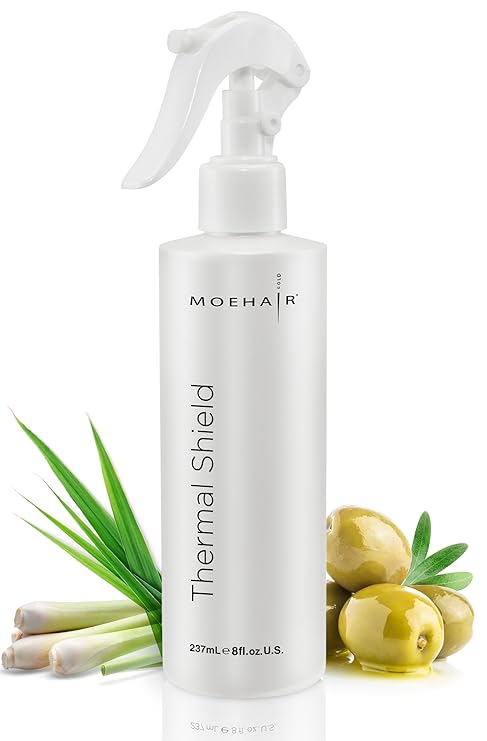MOEHAIR Heat Protection Spray | Oil-rich Ingredients | Hair Dryer & Flat Iron Protectant | Strong, Shiny, Anti-frizz | Sulfate & Paraben-Free (8 Fl Oz) | Heat Protection Spray for Hair Strong, Oil-rich Ingredients, Shiny, Anti-Frizz, Sulfate & Paraben-Free.