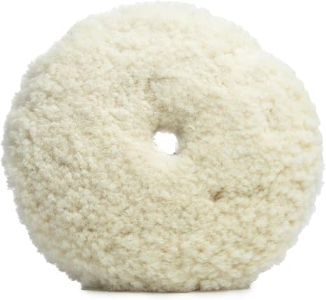 Standard Duty Wool Buffing Pad 7.5 Premium Curved Edge, 1-Pack Fits 7 Backing Plate Heavy Cut for Compounding