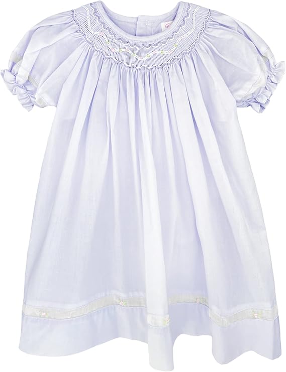 Petit Ami Baby Girls Smocked Daygown with Voile Insert