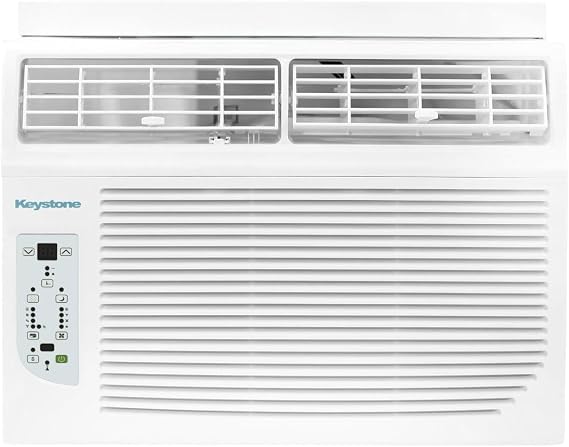 Keystone 8,000 BTU Window Air Conditioner with 3,500 BTU Supplemental Heating, 115V, Window AC Unit with Supplemental Heat for Bedroom, Living Room, Small-Medium Rooms up to 350 Sq.Ft.