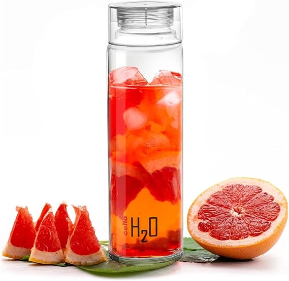 CELLO H2O Glass Water Bottle for Office & Daily Use 920 ml, Transparent | Durable & Stylish, Freezable & Fridge Safe, Leakproof Wide Mouth Leadfree Toughened Glass Water Bottle For Kitchen & Travel