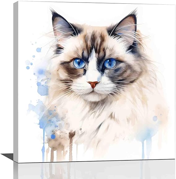 AErosx Ragdoll cat watercolor painting print -watercolor abstract canvas wall art,canvas nursery wall art,big canvas wall art,8x8 inch-Ready to hang
