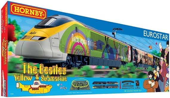 Hornby Electric Train Set - R1253T The Beatles Yellow Submarine - OO Gauge Train Starter Sets, Adult Vintage Trains, Small Hobby Model for Adults - with Tracks, MidiMat, Connecting Track, Controller