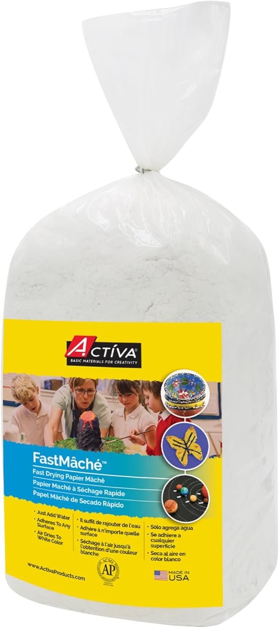 Activa FastMache Fast Drying Paper Mache, 3lb (1.36 kg) | Heavy & Tough Finish with Minimal Shrinkage
