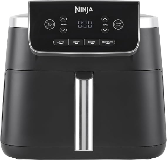 Ninja PRO Air Fryer Hot Air Fryer 4.7 L Airfryer Single Basket Hot Air Fryer 4-in-1 for 1-2 Servings Digital Cooking from Frozen Non-Stick Drawer & Crisper Basket Black AF140EU