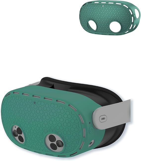 Meta Quest 3Sレンズプロテクターカバー用、BOVUGACシリコンフロントヘッドセット保護シェルカバー、Meta Quest 3Sアクセサリー用、ほこりの衝突や傷の防止-グリーン