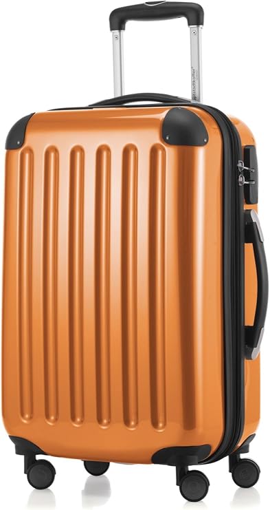 HAUPTSTADTKOFFER - Alex - Carry on luggage On-Board Suitcase Bag Hardside Spinner Trolley 4 Wheel Expandable, 55cm, orange