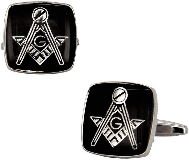 Cuff-Daddy Masonic Compass & Set Silver Cufflinks with Presentation Box
