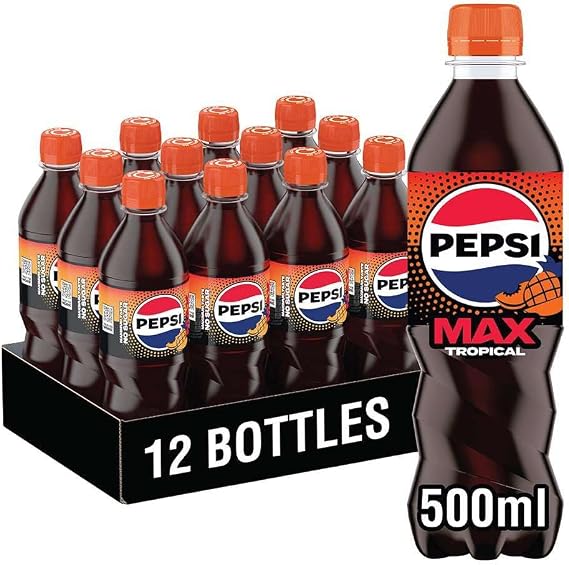 Pepsi Max Tropical, 500ml Bottle (Pack of 12)