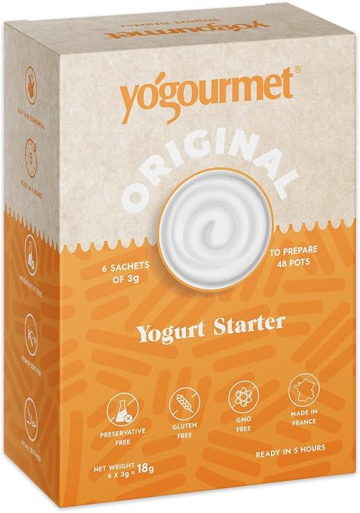 Yogourmet Yogurt Starters (6 Sachets = 6 Liters) Probiotic Starter Culture