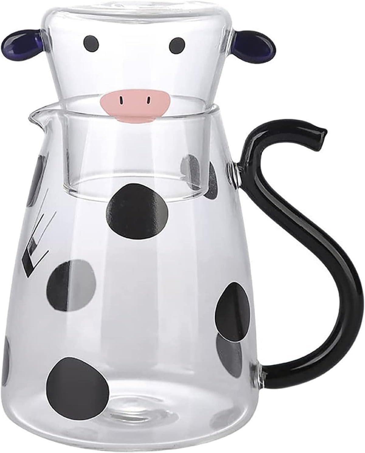 Cartoon Cow Glass Pitcher, Water Pitcher Tea Pitcher Cow Milk Pitcher Carafe Pitcher Cow Cow Water Carafe Bedside Night Water Carafe Set With Cup,Kettle Milk Jug Water Carafe For Midnight Drink