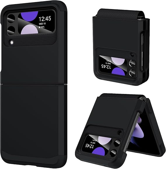 DUEDUE Design for Samsung Galaxy Z Flip 3 Case with Hinge Protection, Heavy Duty Shockproof Anti Scratch Cover Full Body Protective Phone Case for Samsung Z Flip 3, Black
