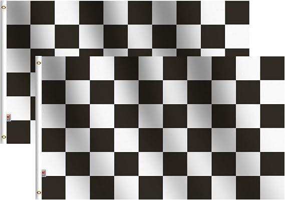 2Pack-NEW Checkered Flags 3x5 Ft,Canvas Header and Double Stitched - Brass Grommets for Easy Display,Black and White Racing Flag Race Car Party Banner