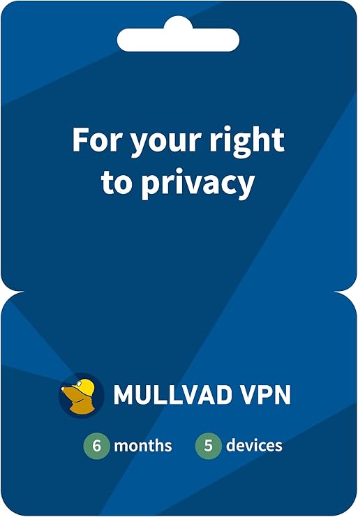 Mullvad VPN VPN 6 Monate für 5 Geräte Mehr Datenschutz mit einer intuitiven VPN-Software