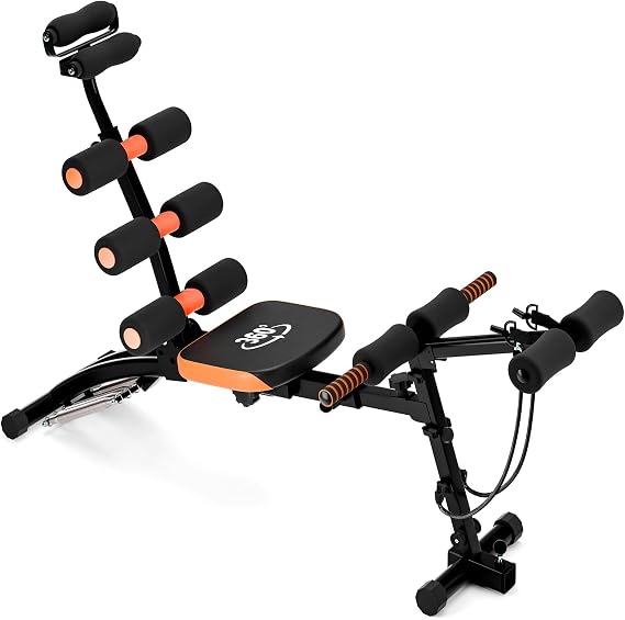 Ab Machine Ab Workout Bench for Home Gym, Adjustable Ab Crunch Machine Sit-Up Bench with Resistance Bands, Ab Exercise Equipment for Total Body Workout Black