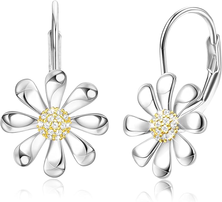 MILACOLATO 925 Sterling Silver Daisy Earrings for Women Flower Earring