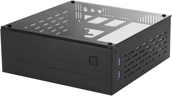 A01 Aluminum Mini-ITX HTPC Desktop Computer Chassis (Black Tempered Glass)