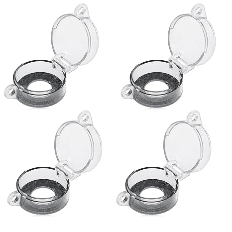 LIZEALUCKY Emergency Stop Button Cover, 4 Pack Transparent Push Button Switch Cover Protector, 30mm Hole Adhesive Round Safety Cover for Industrial Control Panels, Workshops & Equipment Maintenance