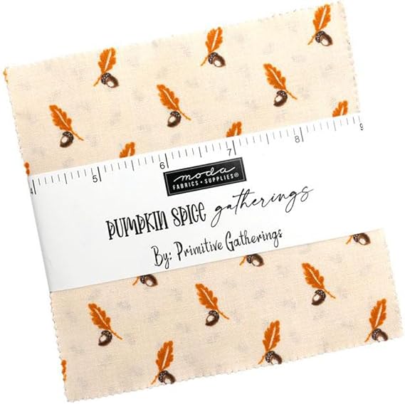 Pumpkin Spice Charm Pack by Primitive Gatherings 5" Precut Fabric Squares