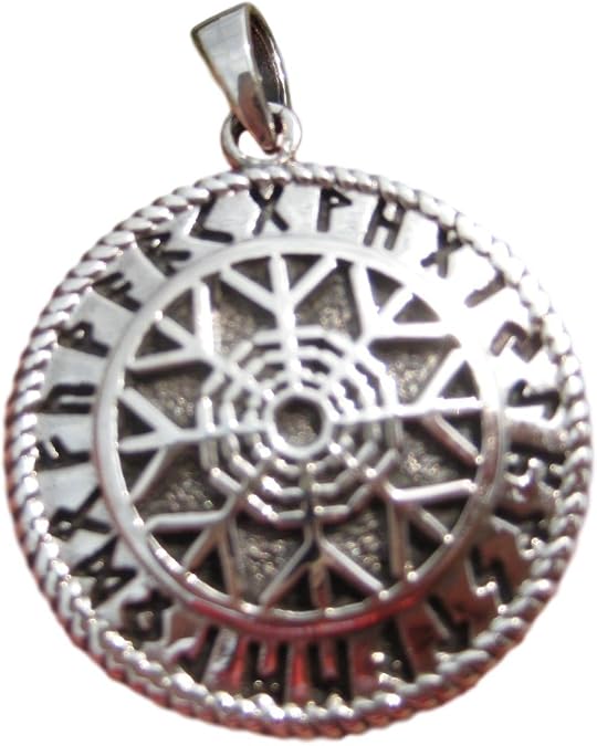 925 Sterling Silver Black Sun Wheel Viking Norse Scandinavia Rune Symbol Pendant A34