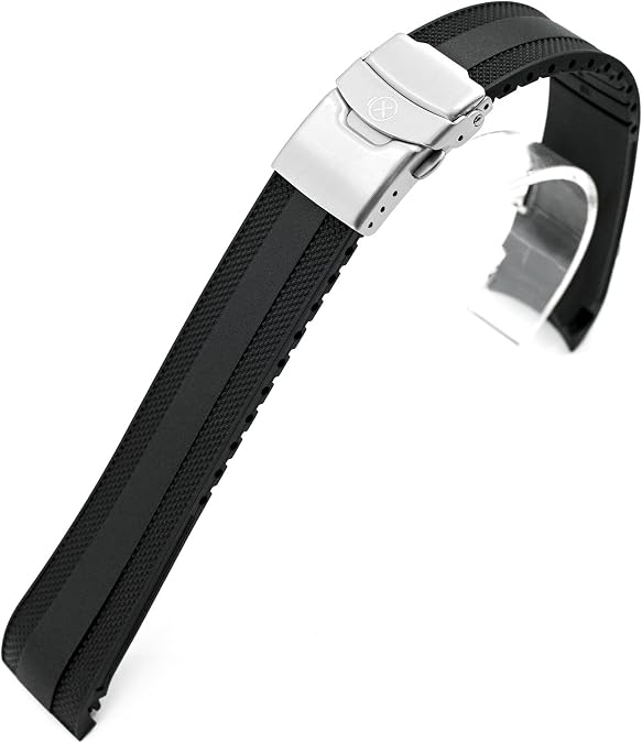 StrapXPro 21mm Black Rubber Watch Strap compatible with Seiko Speedtimer SSC911