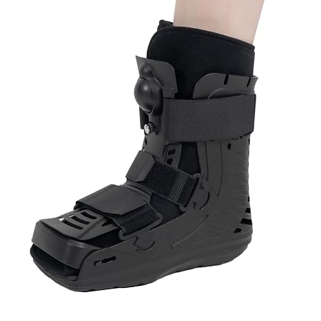 Air Cam Walker Fracture Boot Medical Inflatable Walking Boot Orthopaedic Boot for Sprained Ankle, Short Air Walker Brace for Broken Foot Achilles Tendon Injury Black (Small)