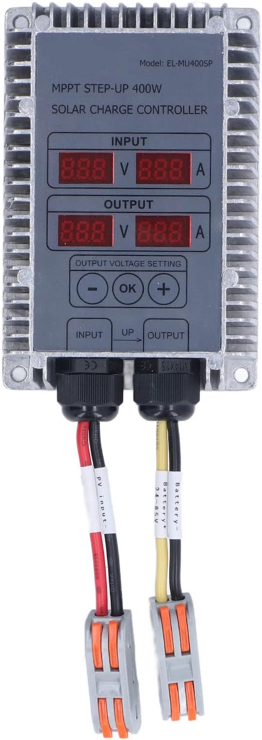 MPPT Solar Charge Controller 15A for 24V/48V Battery Systems, 400W Solar Panel Regulator with LED Display & IP66 Enclosure