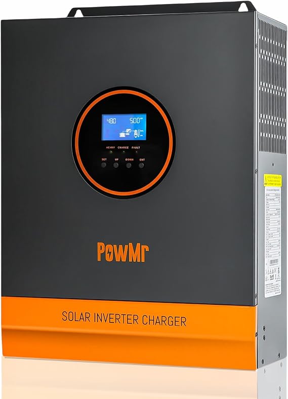 PowMr 3000W Solar Inverter, 24V DC to 120V AC with 80A MPPT Controller and 40A AC Charger Built-in, Pure Sine Wave Power Inverter 3000Watt, Max.PV Input 450V, Fit for Lithium Battery and Lead-Acid