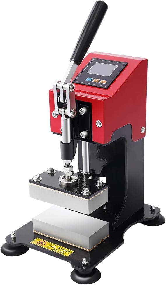 Manual Heat Press Machine, 700W 110V Mini Hot Press Stamping Machine Pressure Portable Extracter Hot Presser w/ 2.36'' X 4.72'' Dual Heated Plates & LCD Controller for Printing Heat Transfer Equipment