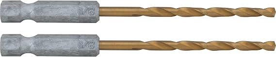 CRAFTSMAN 1/8 Inch Hex Shank Titanium Nitride Coating Drill Bits, 2 Pack (CMAM1308)