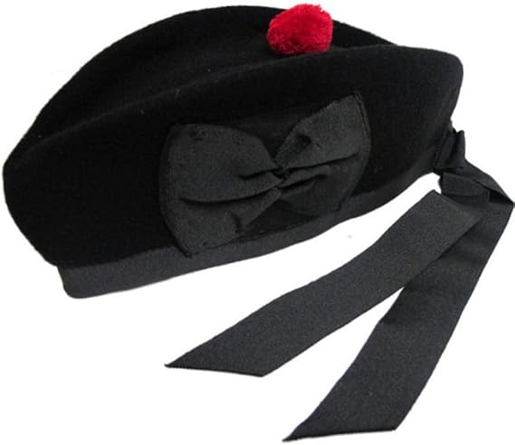 Tartanista Plain Black Scottish Glengarry - Size 60