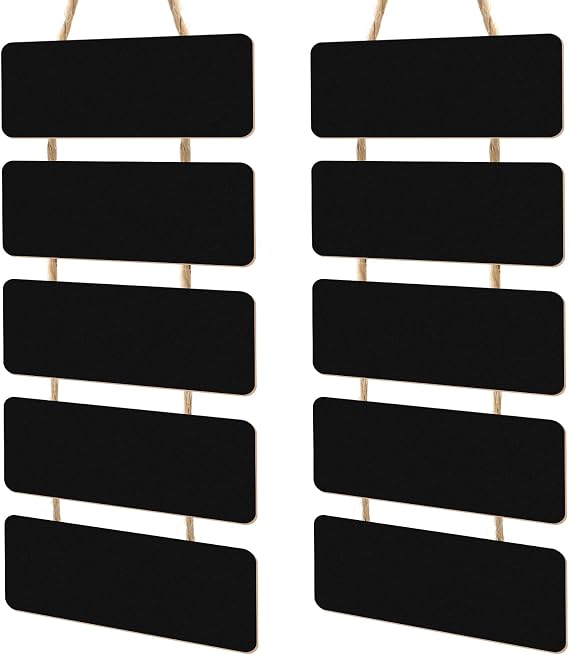 Fuutreo 2 Sets Double Sided Hanging Chalkboard Signs Wooden Message Board