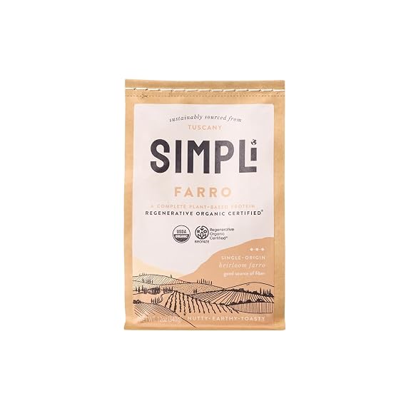 SIMPLi Regenerative Organic Certified Farro, 12 OZ (1-Pack)