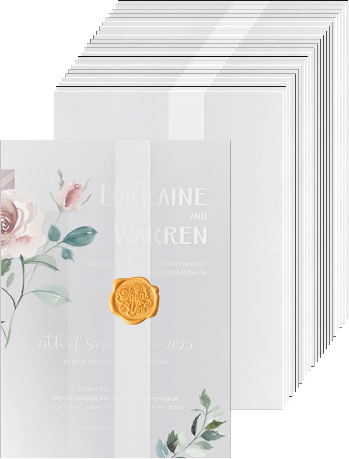 Anvin 50 Pack Pre-Folded Vellum Jackets for 5x7 Invitations Tracing Paper for Invitation Translucent Vellum Paper Wedding Invitations Wrap Liners for