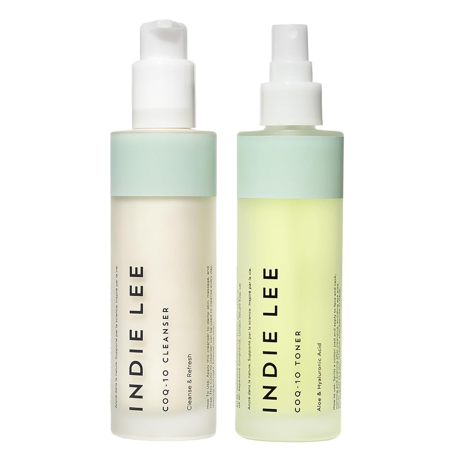 Indie Lee CoQ-10 Facial Skin Care Set - Includes CoQ-10 Cleanser and Toner for Hydrated, Nourished, Glowing Skin 2 Count, 4.2 Fl Oz 4.2 Fl Oz