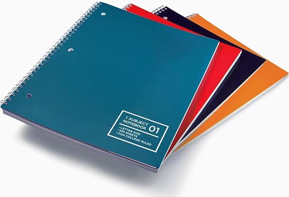 Livescribe Single-Subject Lined Notebooks #1-4 (letter, 8.5" x 11", ~216mm x 279mm), 4 colors, 4 pack