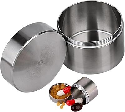 Stainless Steel Pill Organizer Sealed Waterproof Portable Large Capacity Stainless Steel Travel Pill Box for Travel Purse Outdoor Camping, Container