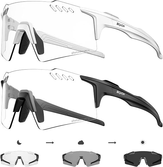 SCVCN Photochromic Cycling Glasses Clear Biking glasses Women Men MTB S9A2