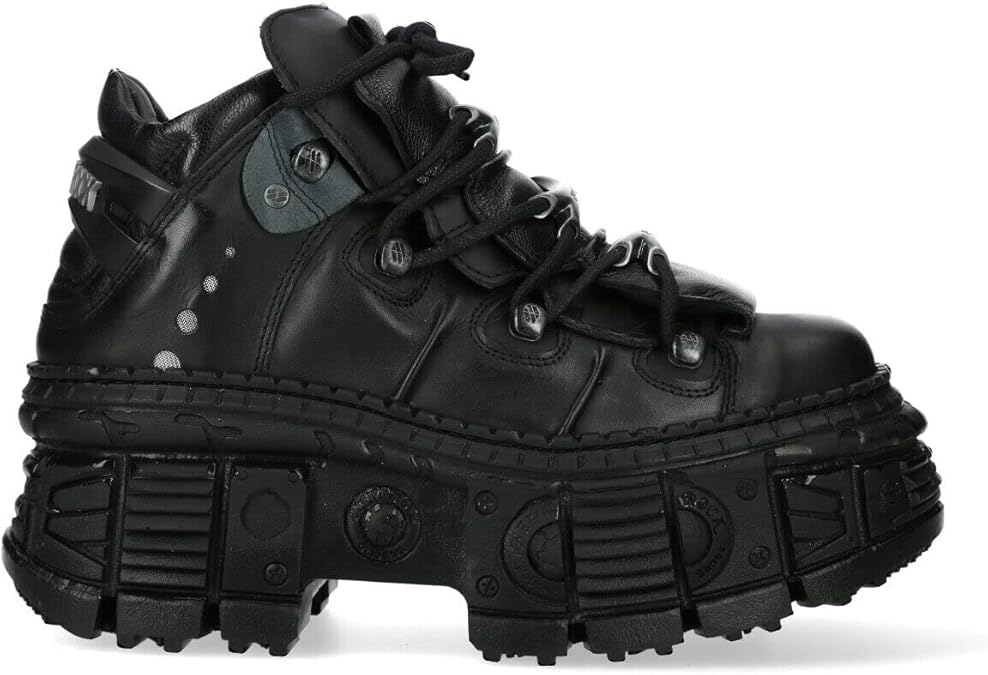 New Rock WALL106-S12 Womens Leather Platform Gothic Boots