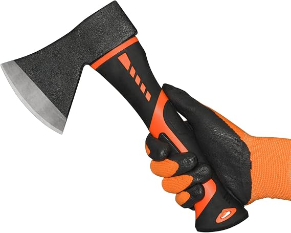 Chopping Axe,10Camping Outdoor Hatchet for Wood Splitting&Kindling | Non-Detachable Axe Head, Sharpenable Blade, Forged Carbon Steel Heat Treated Hand, PP+TPR Anti-Slip, Shock-Absorbing Handle