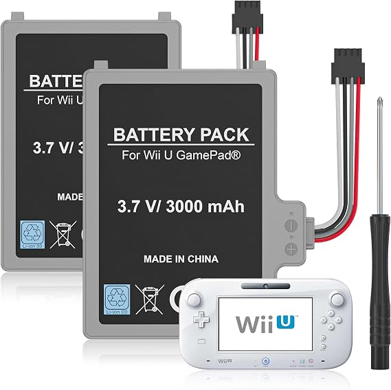 KEKUCULL 2Pcs Battery Pack for Wii U Gamepad, Rechargeable Battery Replacement with Screwdriver for Nintendo Wii U Gamepad WUP-012, WUP-010