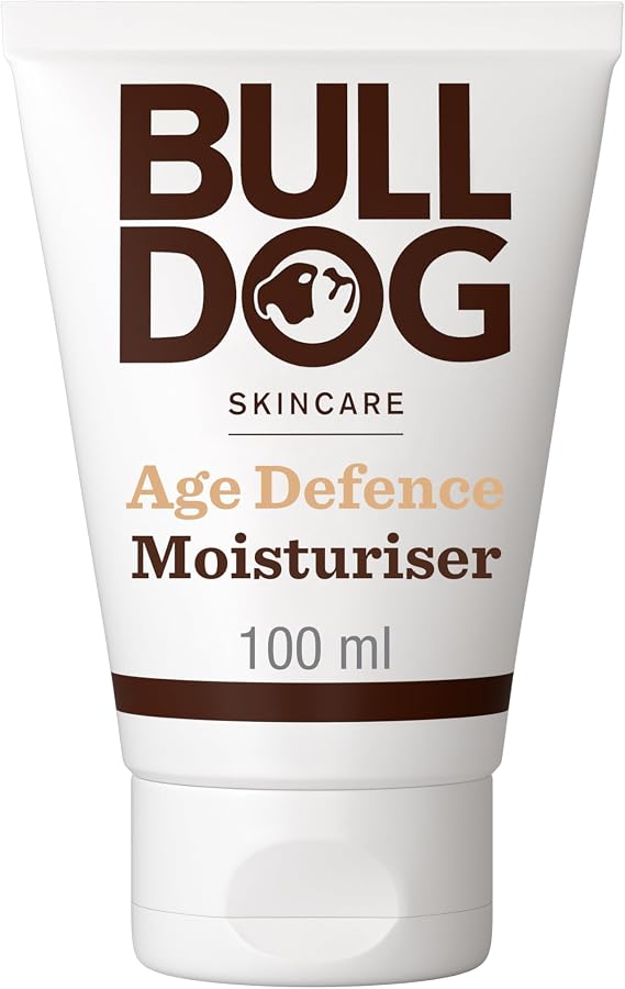 BULLDOG SKINCARE Age Defence Moisturiser for Men, With Marine Algae, 100ml | All-day moisturiser for brighter-looking skin, reduces appearance of fine lines and wrinkles, natural origin ingredients