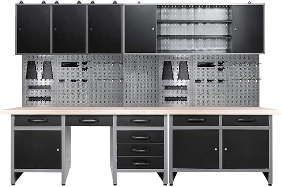 JZD Workshop Cabinet Combo Set Storage Solution, Steel Workbench Set System for Garage Utility Room Workshop