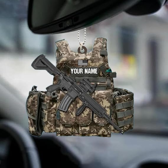 Veteran Soldier Backpack Boots Military Ornament Personalized, 2D Flat Shape, Custom Name, Christmas Tree Ornament, Gift for Veteran, Christmas, Birthday - T8