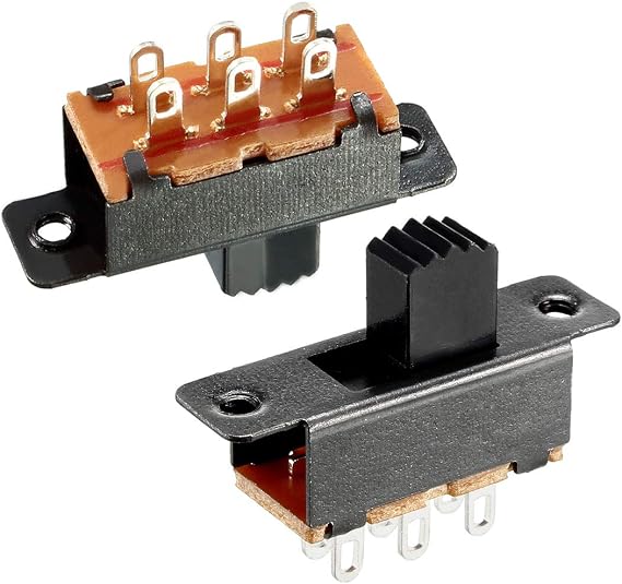 sourcing map Vertical Slide Switch DPDT 6 Terminals PCB Panel Lock 7 mm DE DE 15 Pieces