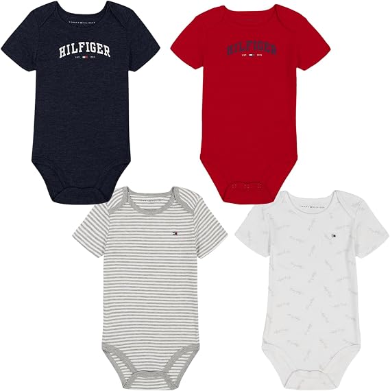 Tommy Hilfiger Baby Boys 4-Pack Short Sleeve Bodysuit
